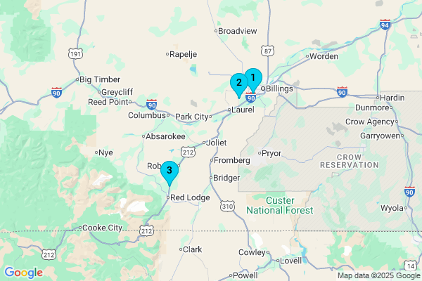 Map showing facility locations