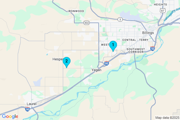 Map showing facility locations